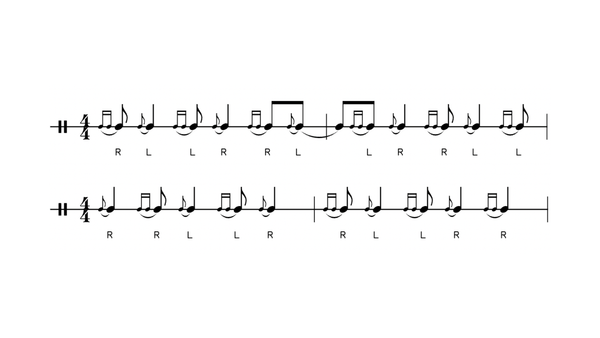 Drag Flam drum rudiment notation